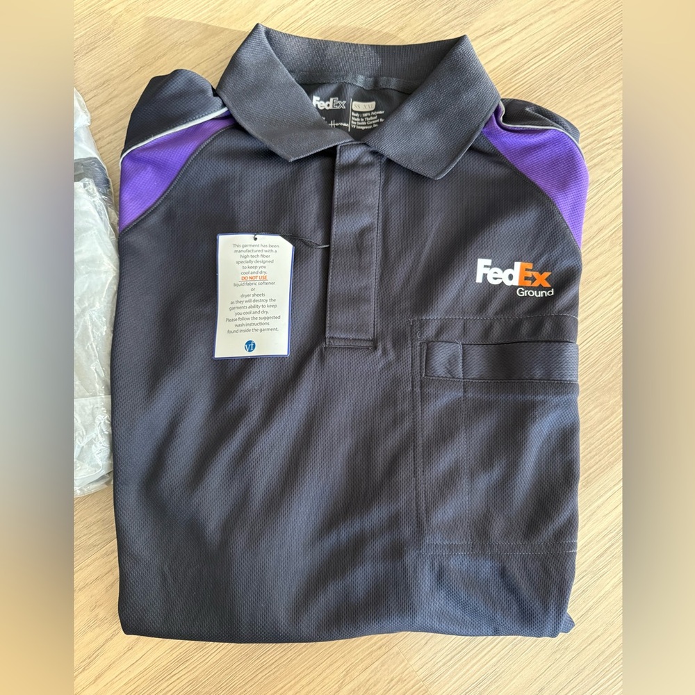 FedEx Ground Black and Purple Polo Shirt XXL NWT